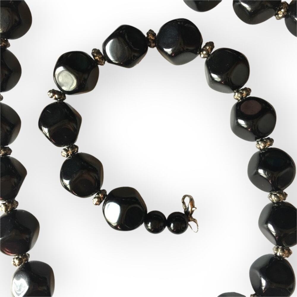 Heavy black beaded statement necklace